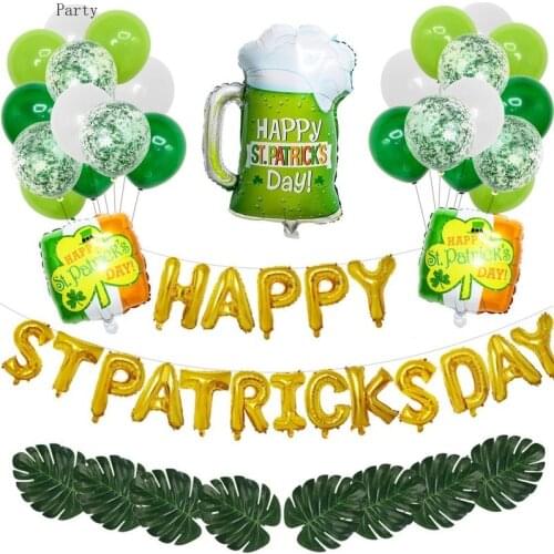 Irish St. Patrick Confetti Balloon Happy St. Patrick’s Day Decoration Balloon Clover Latex Balloon Irish Clover Party Supplies