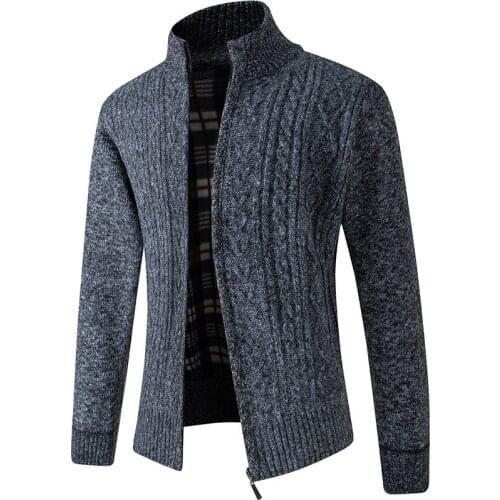 Knitted Cardigan Men Sweater Casual Stand Collar Male Jacket Fashion Slim Solid warm zipper winter cardigan Men Sweatercoat