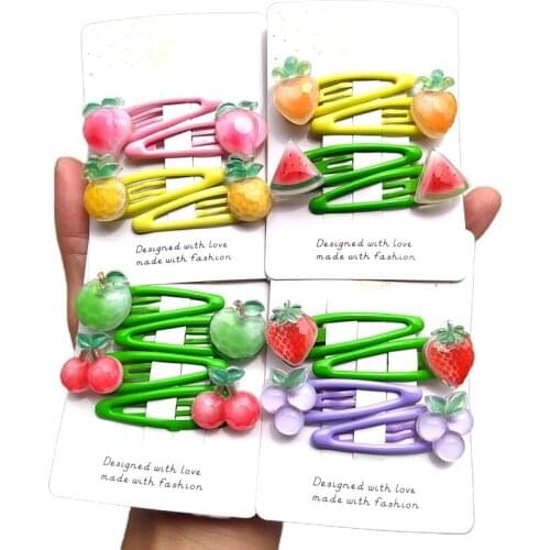 2 PCS New Sequined Grape Peach Kids Hairpins Lovely Baby Hair Clips Headdress Girls Hair Accessories Children Headwear