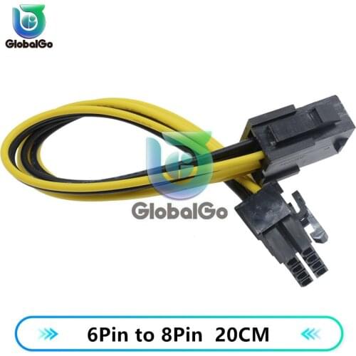 Extension Cable Kit 6Pin to 8pin Female to Male Power Extension Cable 18AWG Wire Computer Connectors