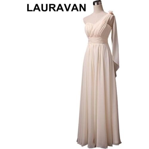 Beautiful women long elegant one shoulder champagne plus size sweetheart party girls evening a-line dress chiffon dresses gown