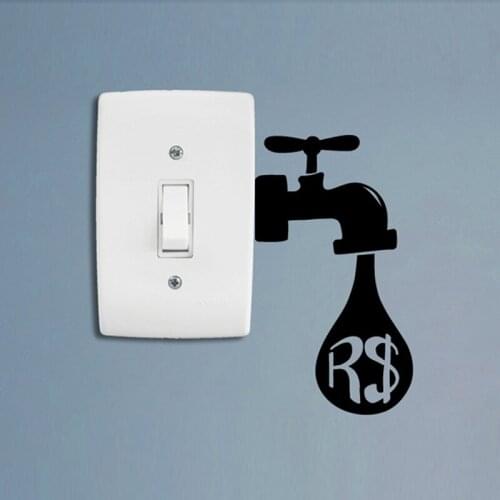 Creative Water Faucet Switch Sticker Living room Bedroom Decorative Wall Stickers Vinyl Waterproof Murals JG1391
