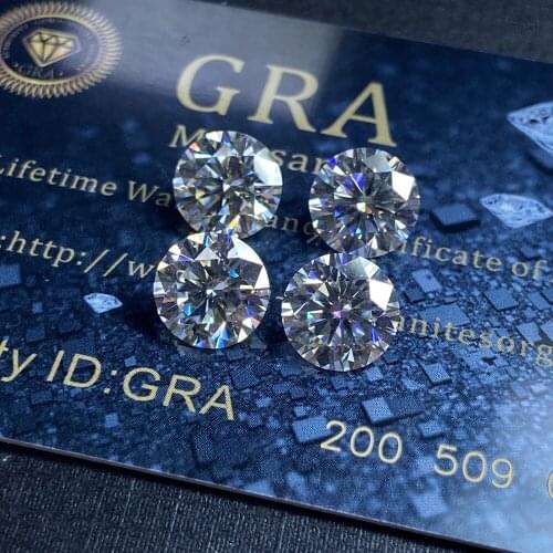 Lab Created Diamond Moissanite 2 Carats 8mm E F Color Round Brilliant Cut VVS1 Excellent Loose Stone