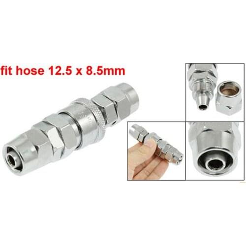 Silver Tone Metal Piping Hose Quick Adapter Connector 2pcs