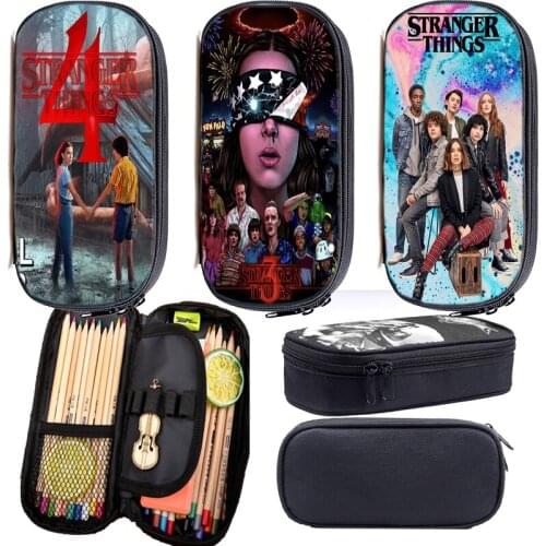 Anime Stranger Things Makeup Case Multifunction Pencil Cases School Supplies Pen Bag Students Cartoon Pencil Bag Cute School Box