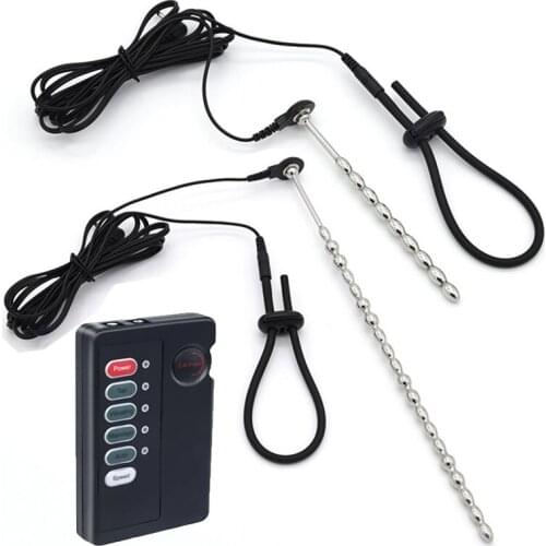 Male Penis Electric Plug Metal Urethral Dilator Beads Cock Ring Snail Rod Insert Dick Prostate Therapy Massager BDSM Sex Toy Men