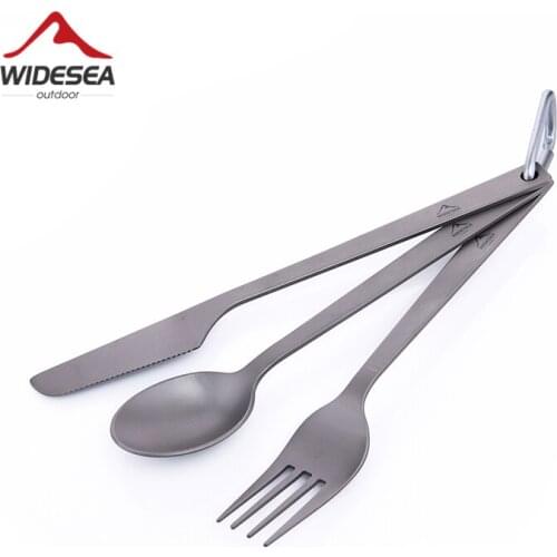 Widesea Titanium Spoon Fork Knife Set 50G Camping Tableware Ultralight Travel Tourist Outdoor Cookware Gear Equipment