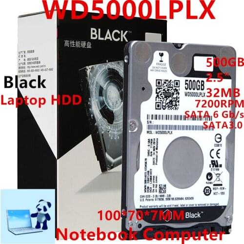 New HDD For WD Brand Black 500GB 2.5" SATA 6 Gb/s 32MB 7200RPM For Internal Hard Disk For Notebook Hard Drive For WD5000LPLX