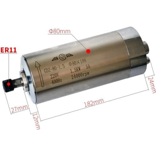 Original Changsheng brand 80 diameter 1.5KW engraving machine spindle motor 65mm/800W, 24000rpm