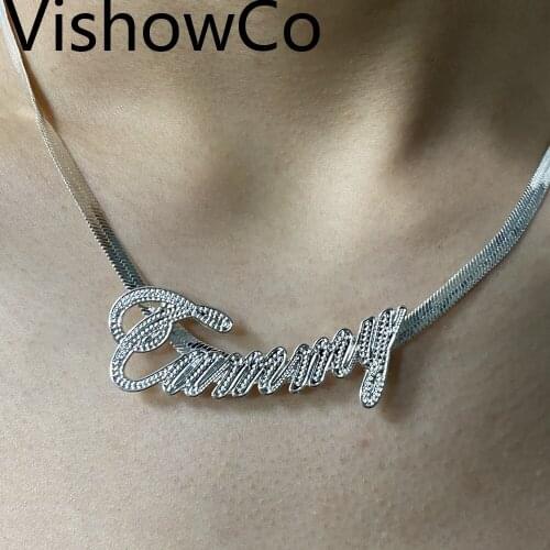 Personalized Name Snake Necklace & Pendants Custom Letter Jewelry Stainless Steel Gold Filled Bridesmaid Custom For Women