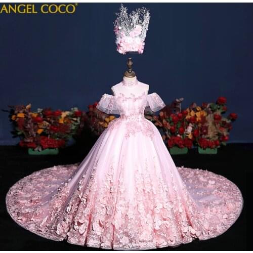 Teenage Girls Dress Pageant Dresses For Childrens Clothing Party Elegant Princess Baby Girls Kids Lace Wedding Ceremony Dresses