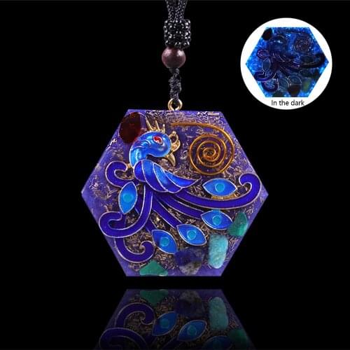 Glow In The Dark Pendant Phoenix Orgonite Spiritual Crystal Energy Necklace Phoenix Rising Orgone Pendant