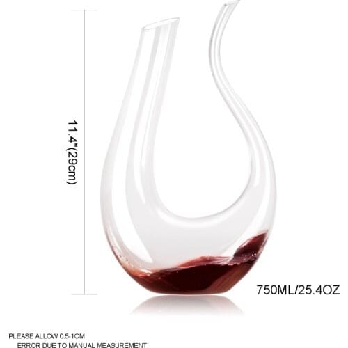 Handmade Lead-free 750ml Wine Decanter Crystal Glass U-shaped Horn Wine Glass Wine Dispenser