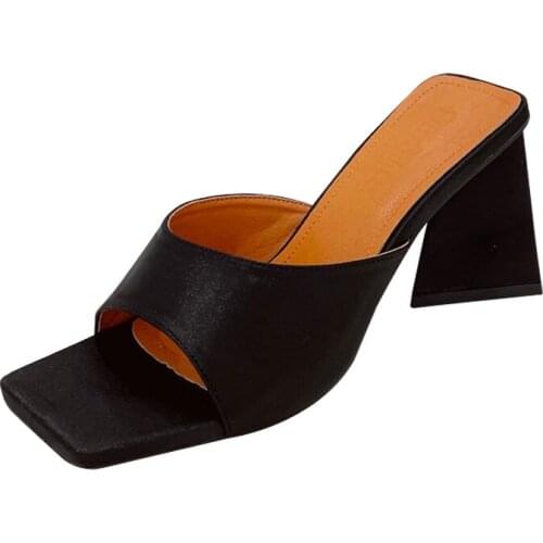 Fashion Ladies Woman Slippers New Summer Shoes Square Toe Slippers Block Heel Sandals Женские сандалии