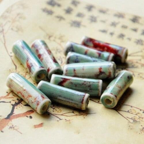 New 8mm*27mm Mixed Cylinder Ceramic Beads Shape Porcelain Spacer Beads 2.5mm Hole Beads 10pcs/lot Diy Beads for Jewelry Making