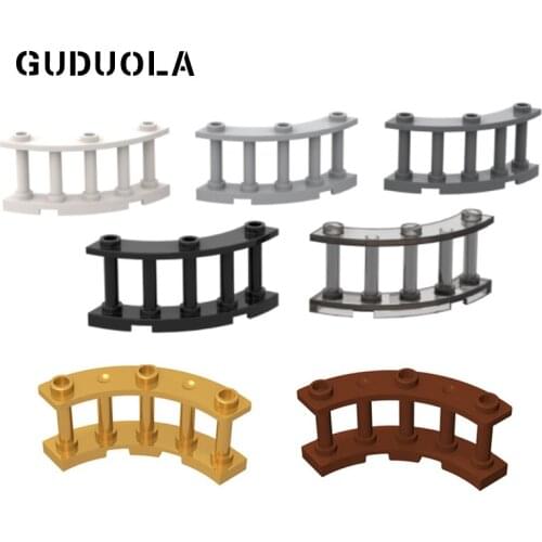 Guduola Building Block Fence Spindled 4x4x2 Quarter Round with 3 Studs (21229) MOC Build Educational Brick Toys Parts 20pcs/LOT