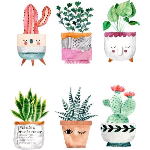 Succulents Cactus Flowers Pot DIY Wall Sticker Living Room Sofa Background Wall Mural Art Vinyl Removable Poster Home Decor