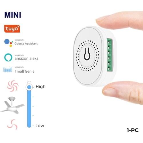 Tuya Wifi Mini DIY Smart Fan Speed Switch With Alexa Google Home Ceiling Fan Controller Fan Switch Smart Life APP Remote Control