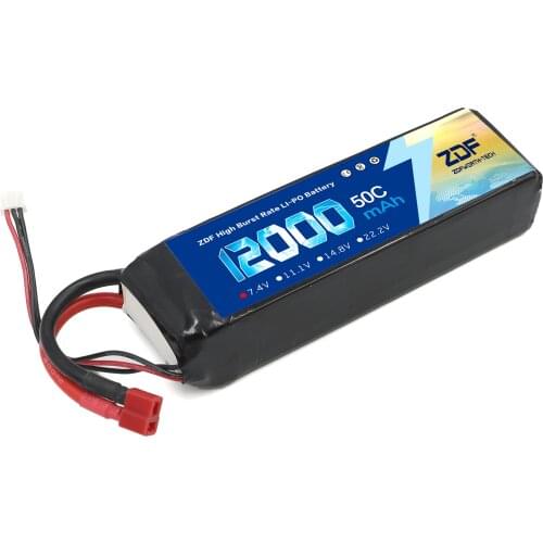 ZDF High Burst Rate Lipo 2S Battery 7.4V 12000mAh 50C MAX 100C For RC AKKU FPV UAV Boat Racing Racer 1/8 1/10 Traxxas Car Truc