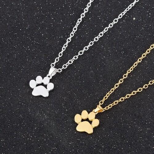 Fashion Cute Pets Dogs Footprints Paw Chain Pendant Necklace Necklaces & Pendants Jewelry for Women Long Necklace Wholesale