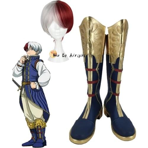 Anime My Hero Academia Shoto Todoroki Blue Boots Cosplay Todoroki Shoto Cosplay Shoes Wig Halloween Party Props Custom Made