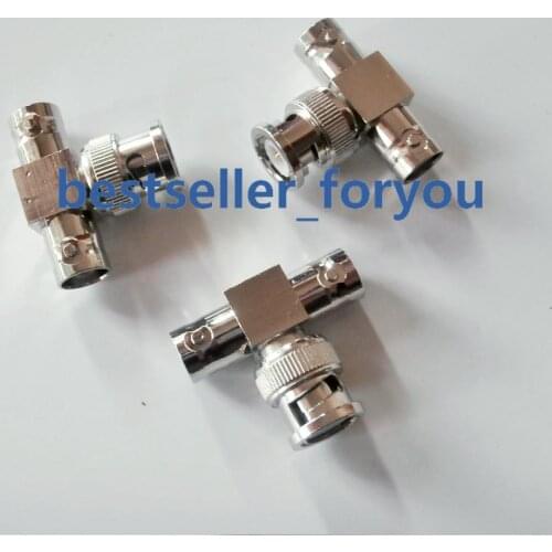 1X Brass BNC Male to Two Female jack Triple T in Series Adapter Connector 3 Way