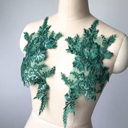 1 Pair Sequins Flower Embroidered Patches For Dress Handmade Sew on Accessories DIY Wedding Dress Clothes Sequin Applique