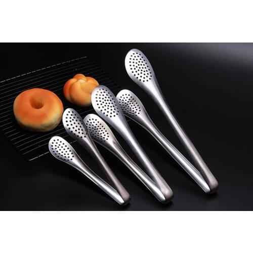 1PC Stainless Steel Food Tongs Kitchen Utensils Buffet Cooking Tool Anti Heat Bread Clip Pastry Clamp Barbecue Kitchen PM 008