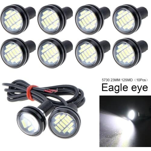 10 Pcs 23mm Eagle Eye High Power 4014 12SMD White 12V Car Fog DRL Bulb Reverse Backup Parking Signal