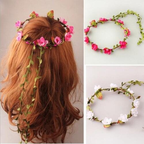 10pcs/lot Women or Children Hairbands Cloth Sakura With Green Leaves Headband Hair Accessories For Bride Beach Wedding Headdress