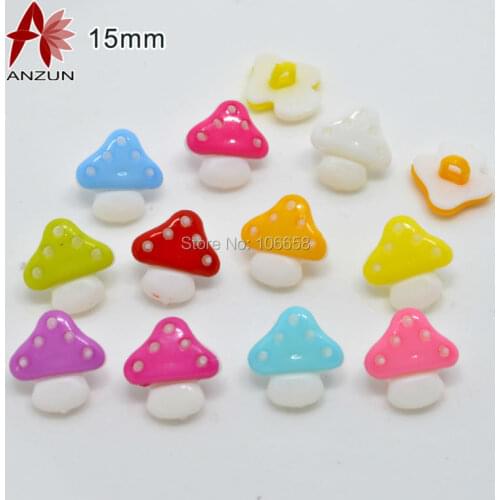 100PCS 15mm Mixed colour mushroom patterns plastic buttons for clothes accessory jewelry accessories AK-13-15