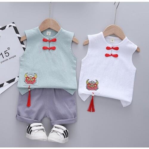Boys/Girls Clothes Baby Summer Cartoon Cattle Print Sleeveless T-Shirt + Pants 2pc/Sets For Infant Toddler Outwear 1-4 Years