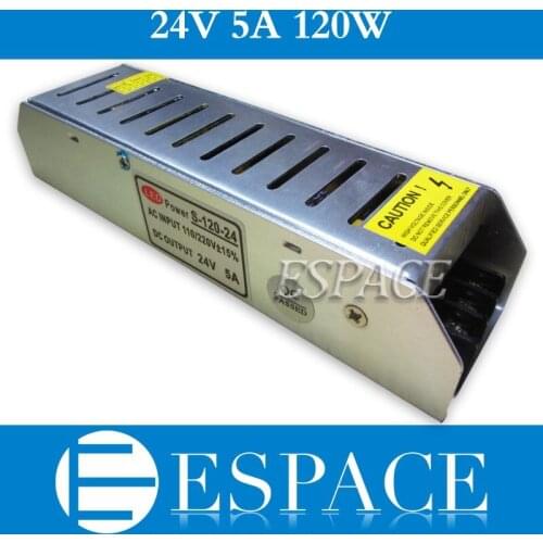 20pcs/lot New arrival high quality 24V 5A 120W Switching Power Supply Driver for LED Strip AC 100-240V Input to DC 24V