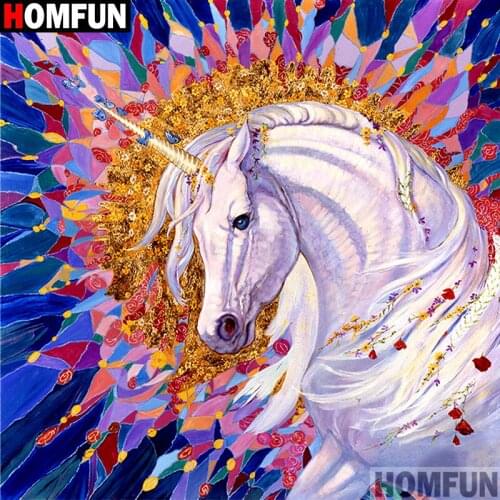 Homfun Full Square/Round Drill 5D DIY Diamond Painting "Cartoon horse"3D Embroidery Cross Stitch Home Decor Gift A10413