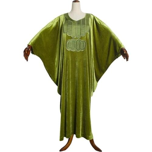 Velvet Boubou Africain Femme 2021 African Wedding Evening Dress Kaftan Abayas Plus Size Ankara Robes Ladies Outfits