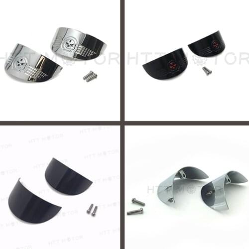 Aftermarket Free Shipping Motorcycle Part Skull Rear Turn Signal Visors For Harley 86-90 FLST/94-17 FLHR/86-09 FLHT Black CHROME