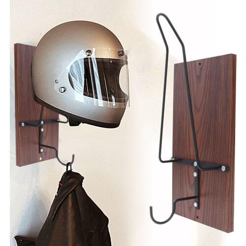 Wooden Motorcycle Helmet Rack Coat Jacket Hook Organizer Villa Garage Wall Mount Display Rack Hanger Gloves Keys Storage Rack