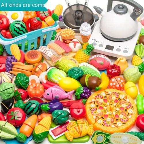 Childrens Play House Toy Kitchen Girl Shopping Cart Vegetables Carefully Watch Baby Cut Fruit Boy Combination Educational Toys
