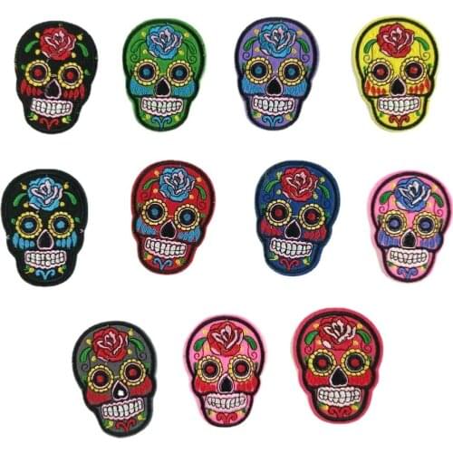 DIY iron-on embroidery flower skull animal cartoon patches for clothing QR-17