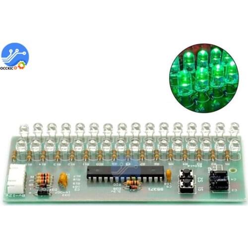 Dual Channel MCU Adjustable Display Pattern LED VU Meter Level Indicator 16 LED