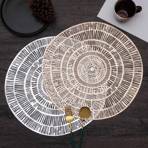 Round Shape Hollow PVC Bronzing Placemat For Dinner Table Mat For Coffee Tables Tableware Plates Decoration Kitchen Accessories