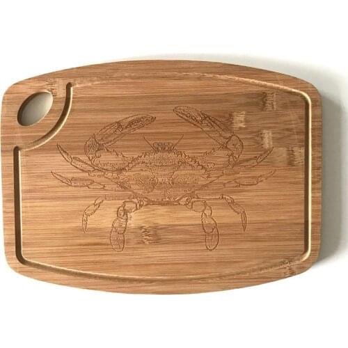 Crab stamping Bamboo cutting board with groove