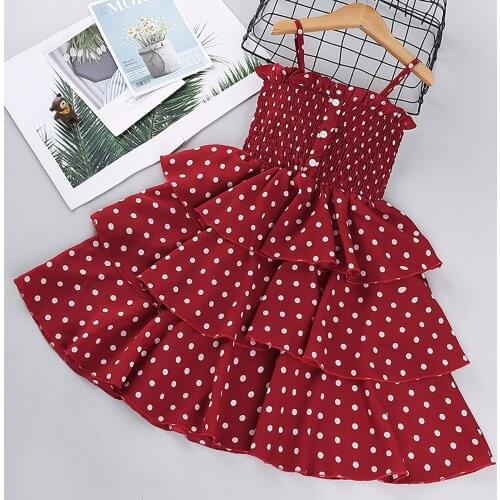 Girls Summer Dress Polka Dot Sleeveless Suspender Dress Kids Chiffon Princess Dress Wedding Birthday Party Flower Girl Dresses