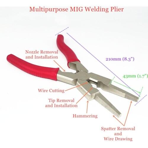 Professional MIG Plier Welding Torch Nozzle Spatter Removal TIP Nozzle Installation Wire Cutting Draw Out Welding Plier