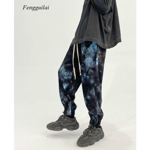Mens Casual Oversize Tie Dye Pants 2021 Autumn New Fashion Woman Trousers Korean Street Wear Vintage Male Clothing