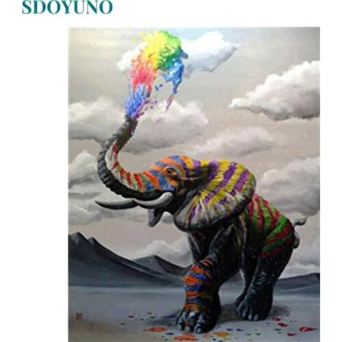 SDOYUNO Paint By Numbers Elephant DIY 60x75cm Oil Painting By Numbers On Canvas Animal Frameless Digital Hand Painting Home Deco