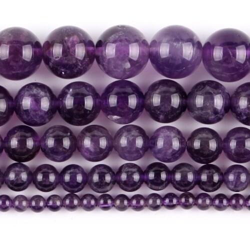 Natural Amethysts Stone Round Loose Spacer Beads For Jewelry Making DIY Bracelet Handmade 4/6/8/10/12mm