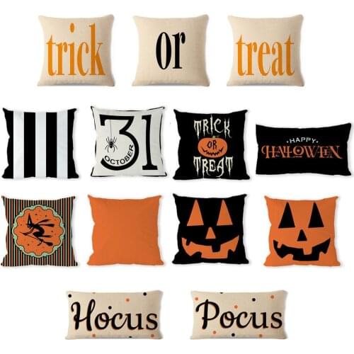 Happy Halloween Throw Pillow Case Cushion Cover Letter Print Pillow Case Cushion Cover HY7