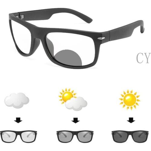 Retro Safety Frame Photochromic Bifocals Reading Glasses Women Men Look Near Far Presbyopic clear Sunglasses Sigh FML