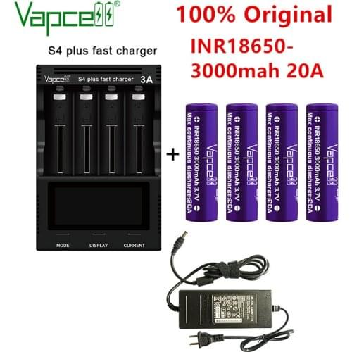 Vapcell original S4 plus battery charger mooch/HKJ test 3.7V 18650 21700 18350 rechargeable li ion battery 3000mah 4000mah